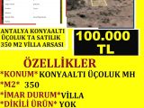 ANTALYA KONYAALTI ÜÇOLUKTA SATILIK 350 M2 VİLLA ARSASI POLAT EMLAK
