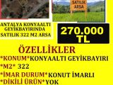 ANTALYA KONYAALTI GEYİKBAYIRINDA SATILIK 322 M2 KONUT ARSASI POLAT EMLAK