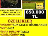 ANTALYA KONYAALTI HİSARÇANDIRDA SATILIK 6487 M2 ARSA POLAT EMLAK