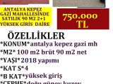 ANTALYA KEPEZ GAZİ MAHALLESİNDE SATILIK 100 M2 2+1 YÜKSEK GİRİŞ DAİRE POLAT EMLAK