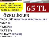 ANTALYA MURATPAŞA YILDIZDA GÜNLÜK KİRALIK 1+1 EŞYALI DAİRE POLAT EMLAK