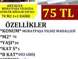 ANTALYA MURATPAŞA YILDIZDA GÜNLÜK KİRALIK 1+1 EŞYALI DAİRE POLAT EMLAK