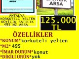 ANTALYA KORKUTELİ YELTENDE SATILIK 495 M2 ARSA POLAT EMLAK