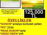 ANTALYA KORKUTELİ YELTENDE SATILIK 2334 M2 ARSA POLAT EMLAK
